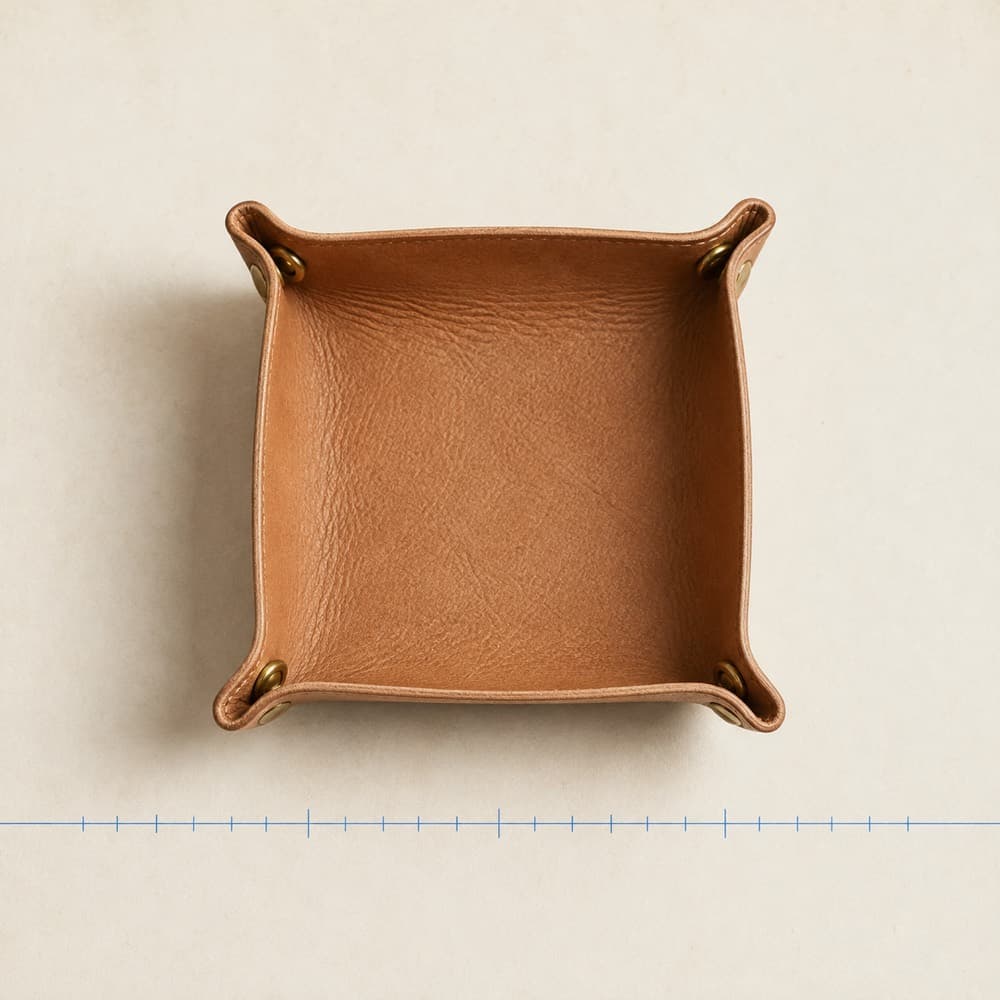 Coin Tray Travel, Foldable — Flat in the case, a tray on the bedside table.