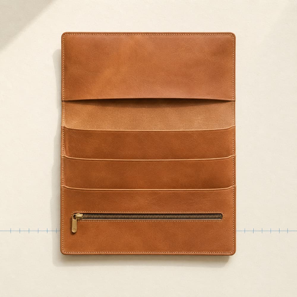 Currency Divider Wallet — Three note compartments, so two currencies never end up in one hand.