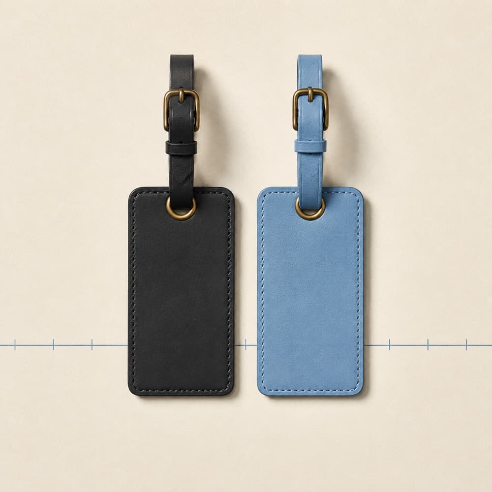 Luggage Tag Pair, High-Contrast — Two tags in two colours you will not confuse at eight metres.