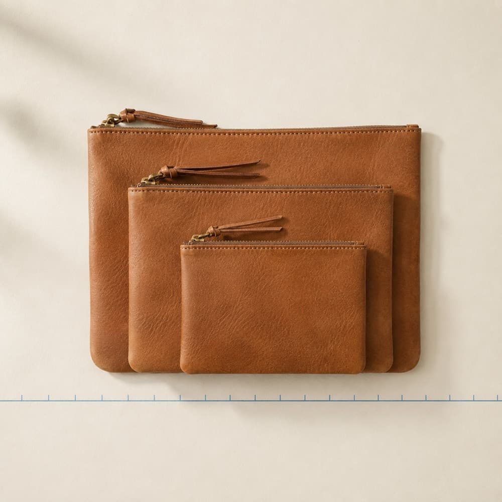 Packing Pouch Trio, S/M/L — Three sizes, three places, the same every trip.