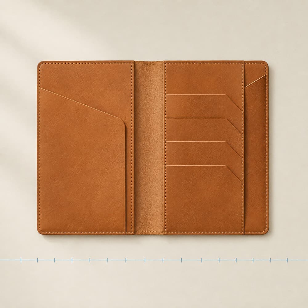 Passport & Card Holder — Booklet on the left, four cards and a boarding document on the right.